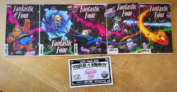 Fantastic Four 1-5 signed set of connecting covers