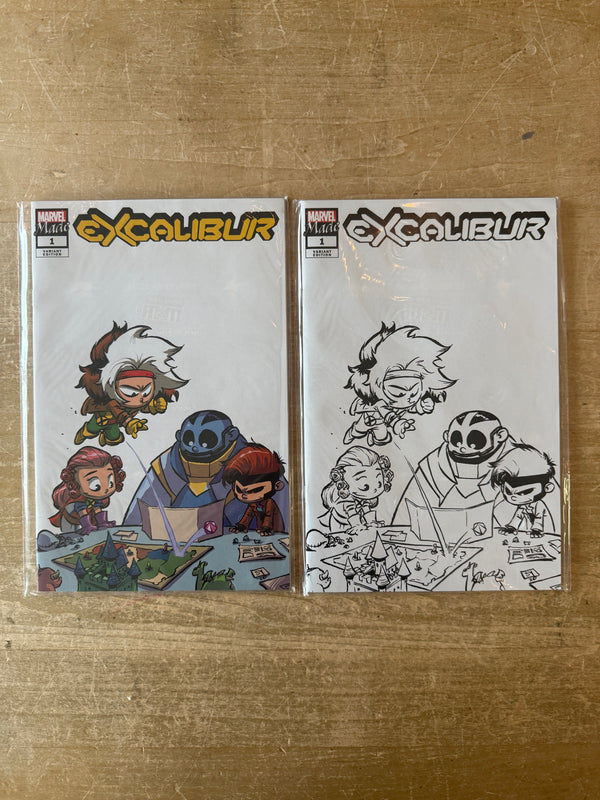 Marvel Made Skottie Young Pin set with Original full color Venom paint sketch