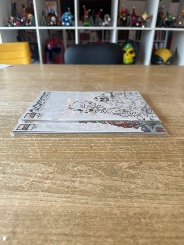 Marvel Made Skottie Young Pin set with Original full color Venom paint sketch