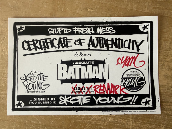 Absolute Batman #1 (first printing) with full color remark