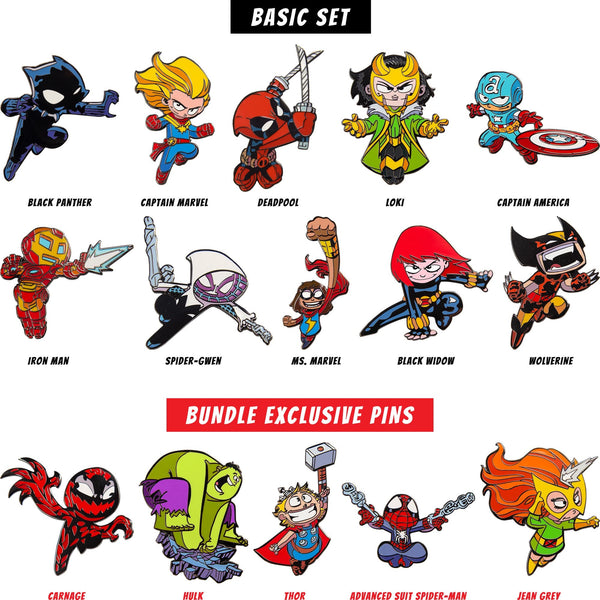 Marvel Made Skottie Young Pin set with Original full color Venom paint sketch
