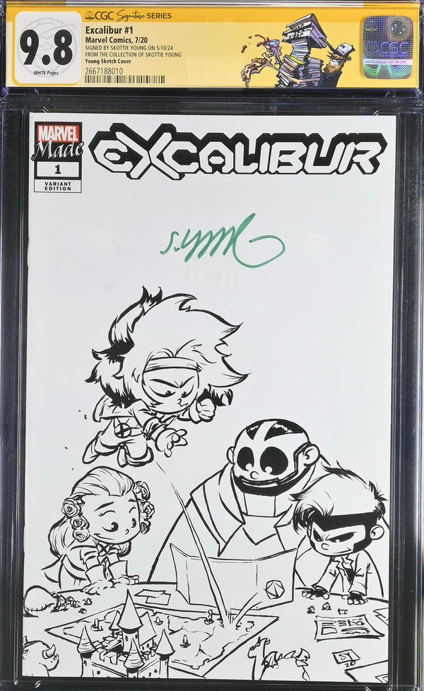 The Personal Collection of Skottie Young- Excalibur #1 Marvel Made black & white sketch variant