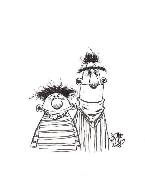 Bert and Ernie 9x12 Daily Sketch
